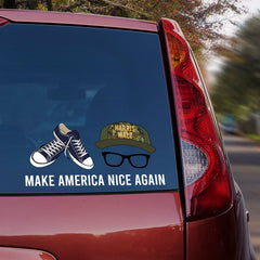 Make America Nice Again Harris Walz Waterproof Car Decal, Kamala Harris Madam President 2024