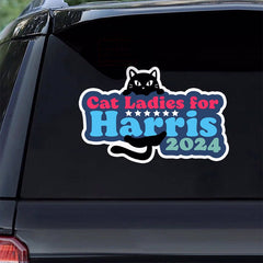Cat Ladies for President Kamala Harris Car Decal, Vote Blue, Madam President